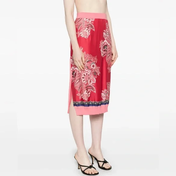 Etro Coral and Pink Floral Skirt Set